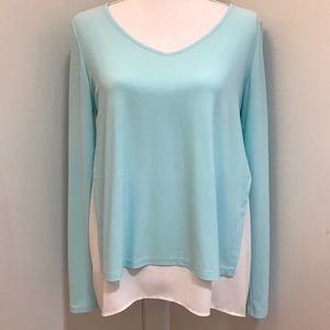 Joseph Ribkoff aqua layered blouse